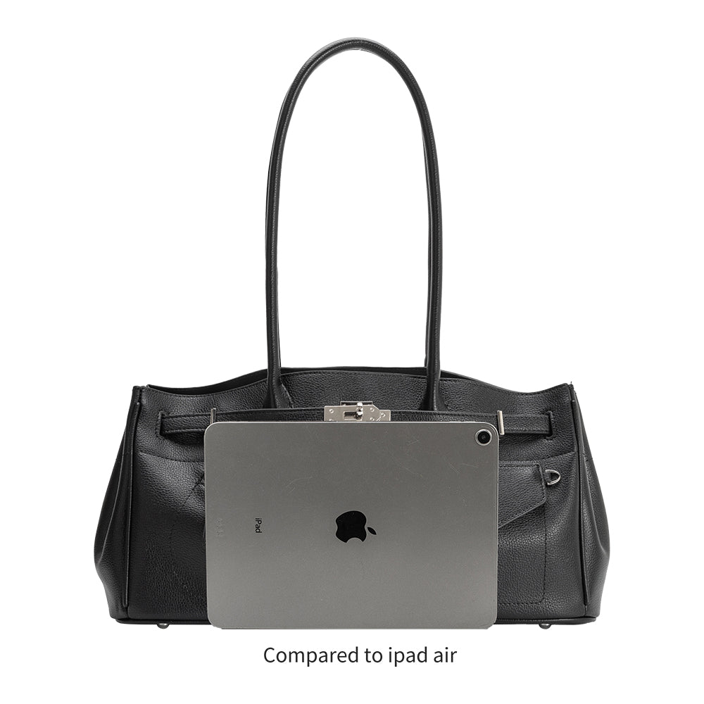 Black Rocky Recycled Vegan Leather Shoulder Bag | Melie Bianco