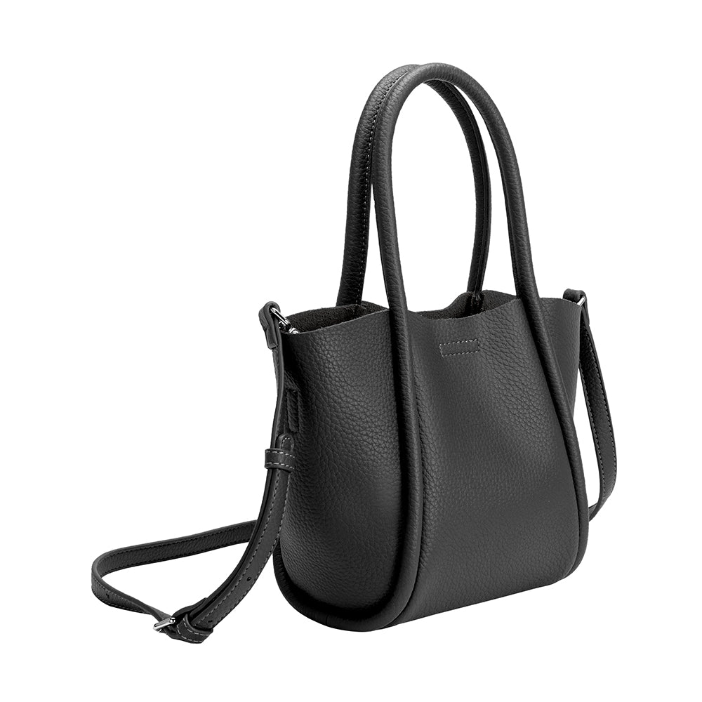 Black Mariah Small Recycled Vegan Leather Tote Bag | Melie Bianco
