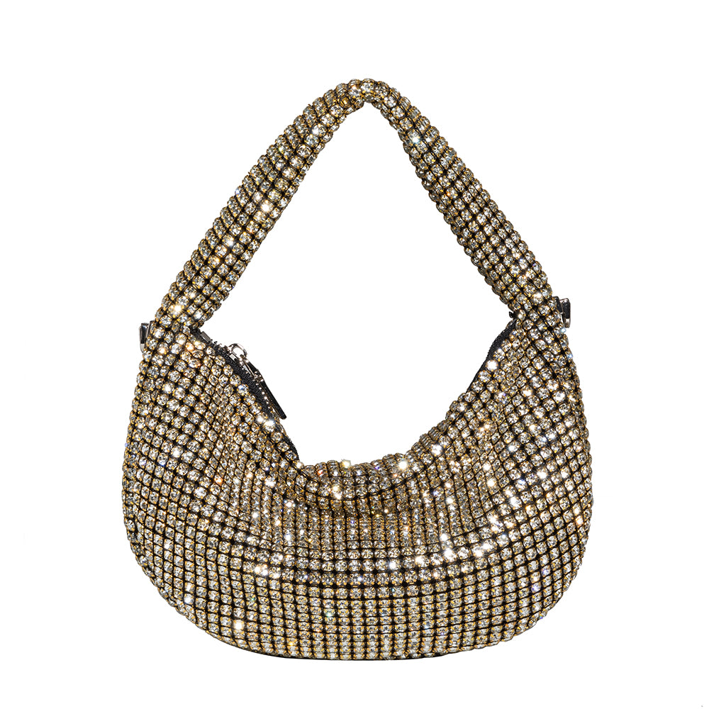 Gold Milly Small Crystal Crossbody Bag | Melie Bianco