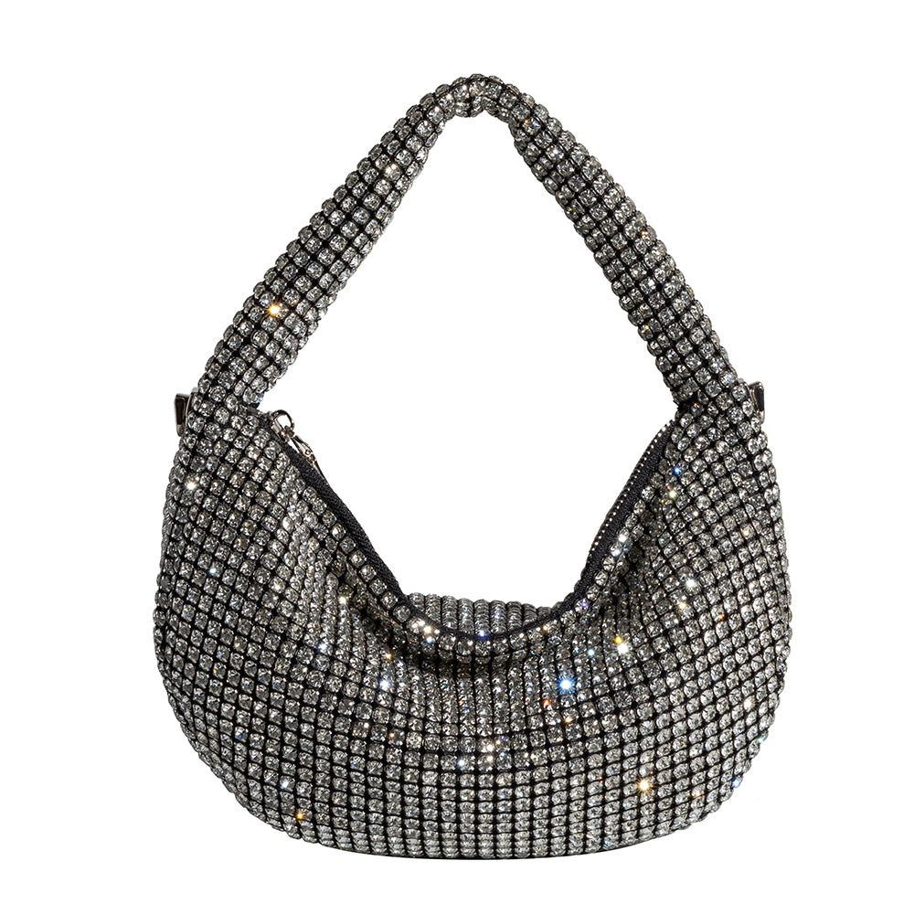 Silver Milly Small Crystal Crossbody Bag | Melie Bianco