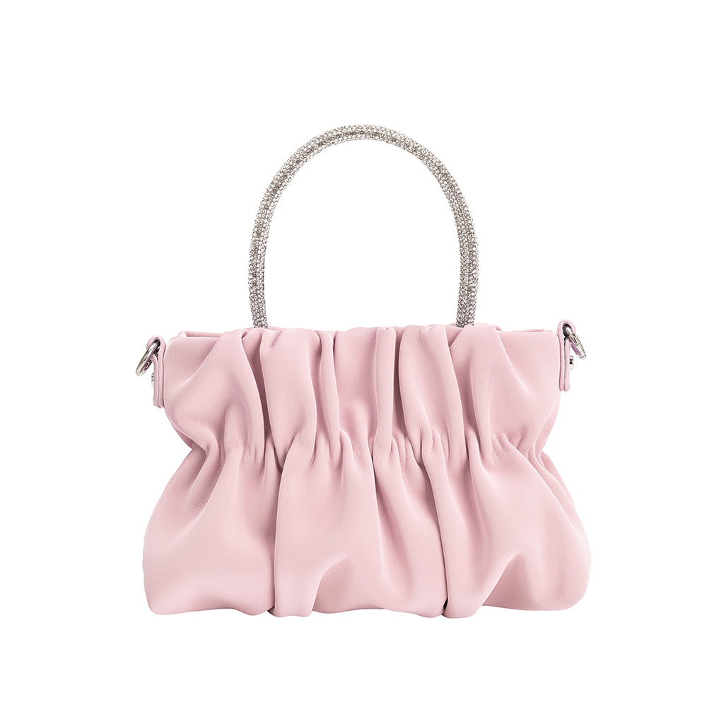 Pink Sharon Small Rhinestone Top Handle Bag | Melie Bianco