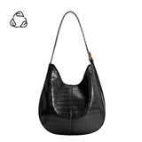 Stefanie Black Recycled Vegan Leather Shoulder Bag