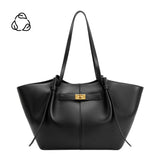 Imelda Black Recycled Vegan Leather Tote Bag