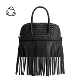 Halle Black Recycled Vegan Leather Top Handle Bag