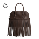 Halle Espresso Recycled Vegan Leather Top Handle Bag
