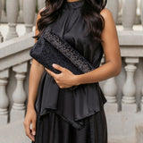 Fayth Black Rhinestone Wristlet
