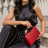 Belle Burgundy Vegan Leather Crossbody Bag