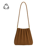 Carrie Camel Pleated Vegan Suede Shoulder Bag