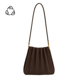 Carrie Chocolate Pleated Vegan Suede Shoulder Bag