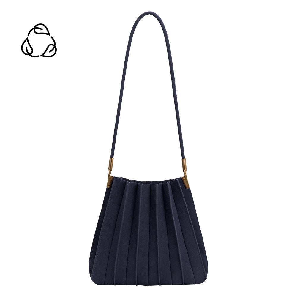 Carrie Pleated Vegan Suede Shoulder Bag