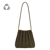 Carrie Olive Pleated Vegan Suede Shoulder Bag