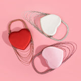Fran Red Satin Heart Top Handle Bag