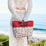 Jillian Red Cherry Recycled Vegan Leather Tote Bag