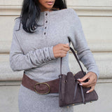 Laguna Light Gray Mini Recycled Vegan Suede Top Handle Bag