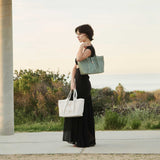 Malia Sage Laser Cut Vegan Leather Tote Bag