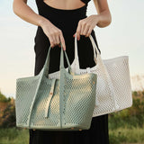 Malia Sage Laser Cut Vegan Leather Tote Bag