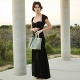 Malia Sage Laser Cut Vegan Leather Tote Bag