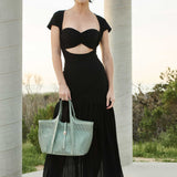 Malia Sage Laser Cut Vegan Leather Tote Bag