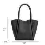 A measurement reference image for a small recycled vegan leather tote bag.