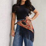 Scarf Belt Fringed Black