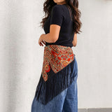 Scarf Belt Fringed Black