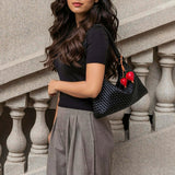 Quinn Black Recycled Vegan Leather Shoulder Bag