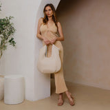 Tracy Woven Ivory Recycled Vegan Shoulder Bag