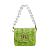 Krystal Lime Mini Straw Top Handle Bag