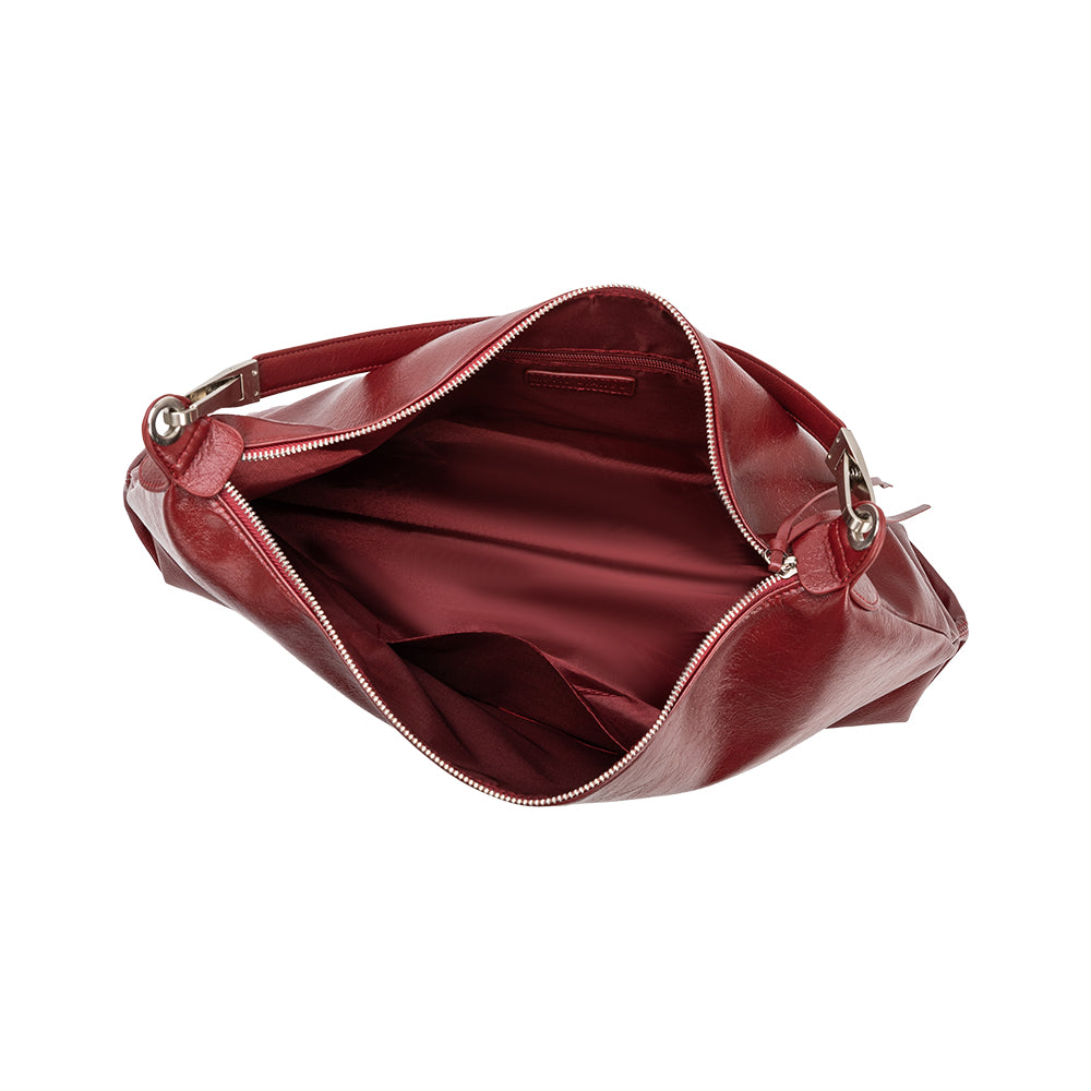 Cranberry Charlie Large Crinkly Recycled Vegan Leather Tote Bag Melie Bianco