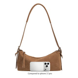 Valeria Olive Recycled Vegan Suede Shoulder Bag