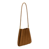 Carrie Camel Pleated Vegan Suede Shoulder Bag