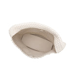 a large off white woven vegan leather shoulder bag with a zip pouch inside