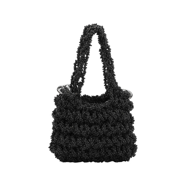 Black Norma Mini Beaded Crossbody Bag | Melie Bianco