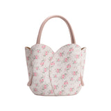 Tulip Pink Flowers Recycled Vegan Top Handle Bag