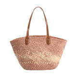 Sunset Blush Straw Tote Bag