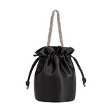 Jeane Black Satin Top Handle Bag