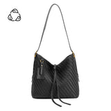 Thalia Black Recycled Vegan Leather Tote Bag