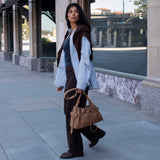 Rhuby Camel Recycled Vegan Suede Shoulder Bag