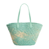 Sunset Mint Straw Tote Bag