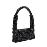 Tawny Black Beaded Top Handle Bag