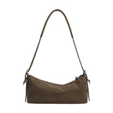 Valeria Olive Recycled Vegan Suede Shoulder Bag