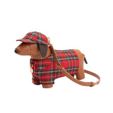 Dog Plaid Vegan Leather Crossbody Bag