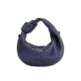 Amber Navy Rhinestone Studded Hobo Bag
