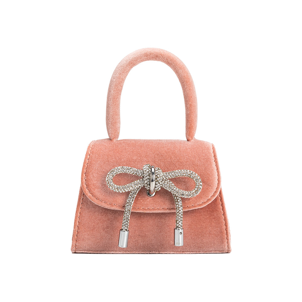 Blush Sabrina Mini Velvet Top Handle Bag | Melie Bianco