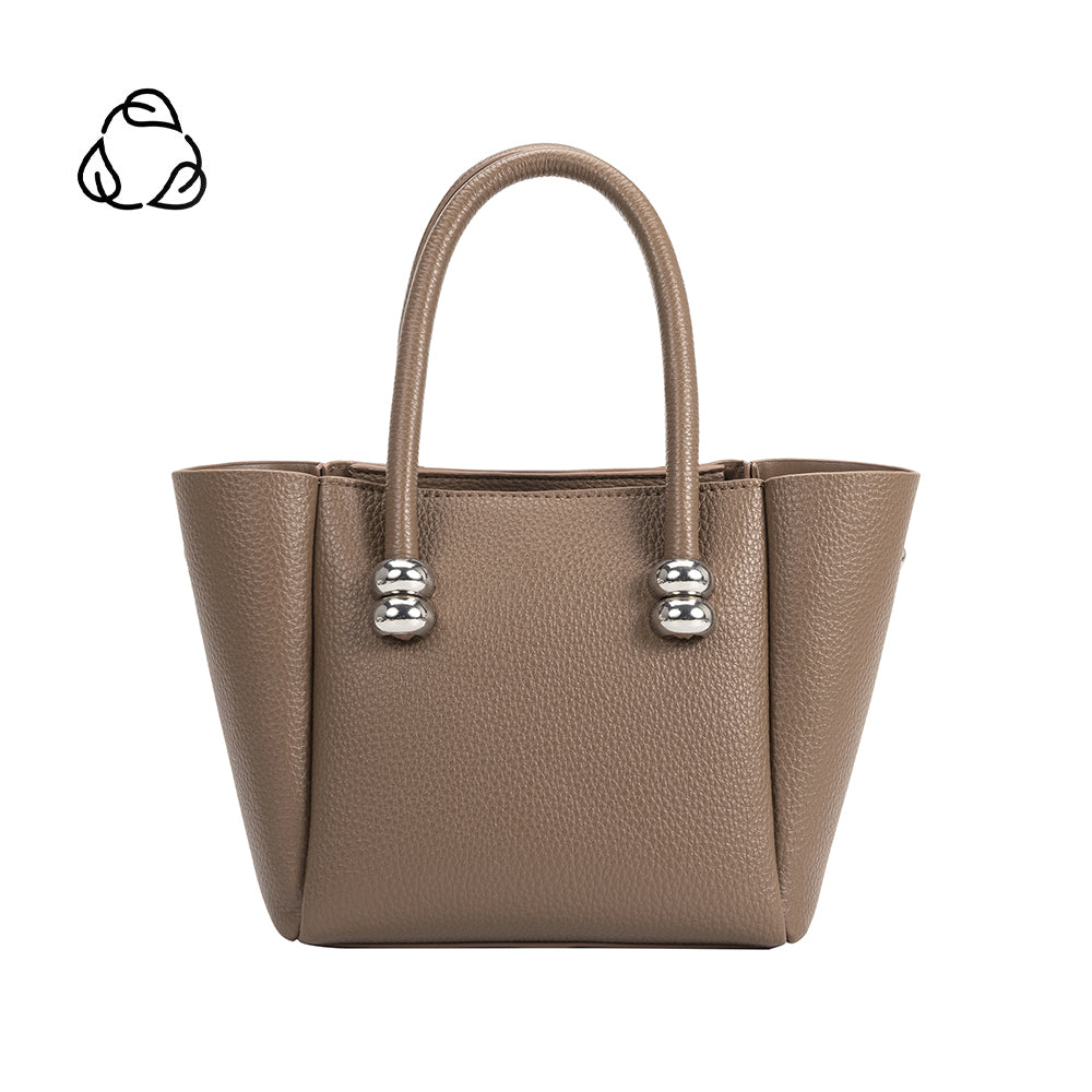 Taupe Harlow Recycled Vegan Leather Top Handle Bag | Melie Bianco