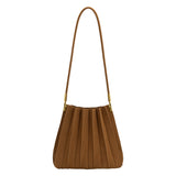 Carrie Camel Pleated Vegan Suede Shoulder Bag