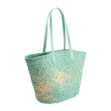 Sunset Mint Straw Tote Bag