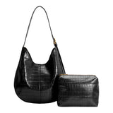 Stefanie Black Recycled Vegan Leather Shoulder Bag