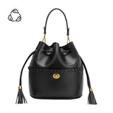 Janae Black Recycled Vegan Leather Top Handle Bag