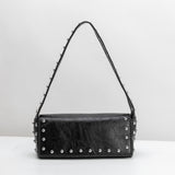 SAMPLE SM7439-2 Black Studded Distressed Shoulder Bag - FINAL SALE